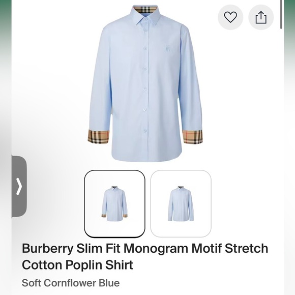 Burberry Tops - Burberry Monogram Stretch Slim Front Cotton Poplin Shirt Size M